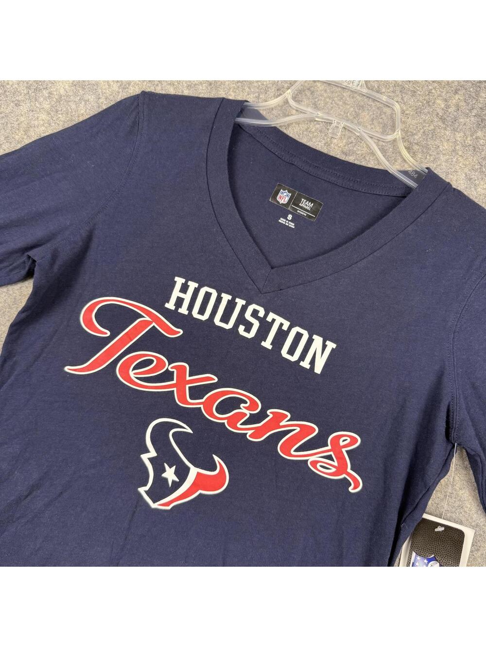 NFL Team Women’s Houston Texans Long Sleeve T Shirt Blue Red White Small NWT 162